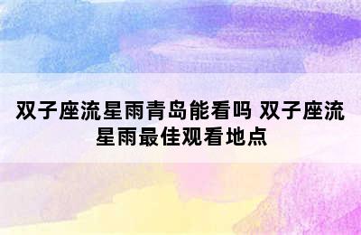 双子座流星雨青岛能看吗 双子座流星雨最佳观看地点